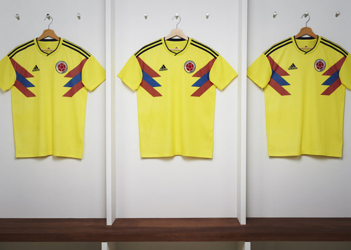 Die neuen adidas Kolumbien Trikots zur Fußball Weltmeisterschaft 2018.