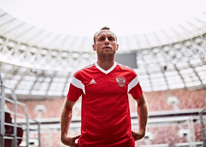 Russlands neues Trikot im Lushniki Stadion. Foto: Adidas Presse.