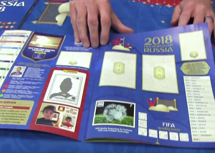 Die neuen Panini Sammelsticker zur WM 2018 vorgestellt.